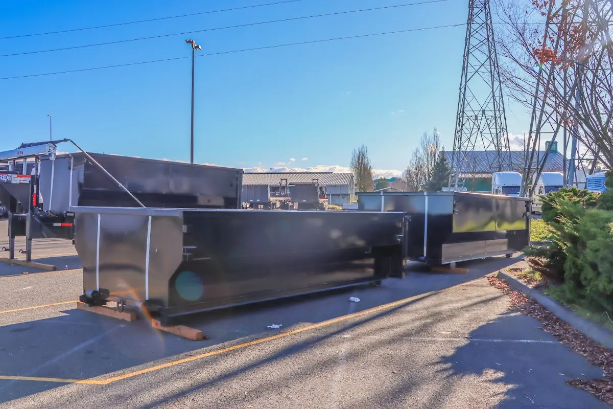 Roll-off dumpster ready for waste disposal at job site for 2 Yard Dumpster Rental in Exeter
